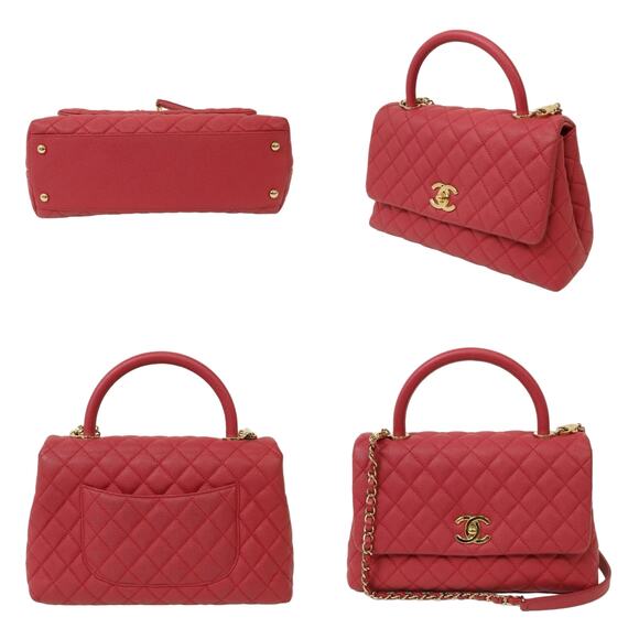 💎✨BEAUTIFUL✨💎Authentic CHANEL Quilted CC Coco Handle 2-way Caviar Leather Pink - Picture 5 of 8